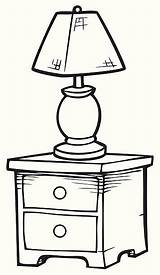 Bedside Table Clip Nightstand Illustrations Vector sketch template