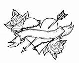 Drawings Hearts Roses Rose Heart Library Clipart sketch template