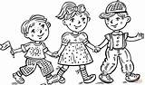 Coloring Boy Girl Children Boys Pages Drawing Holding Hands Celebrating Child Little Clipart Happy Line Praying Colouring Girls Color Printable sketch template