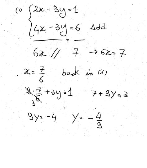 How Do You Solve The System Using The Elimination Method For 2x 3y 1