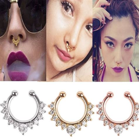 women nose hoop rings nose earring nose rings crystal fake nose ring