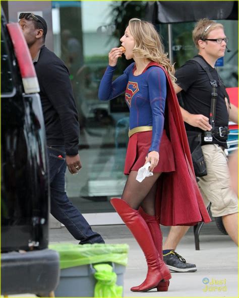 Melissa Benoist Goes Hot Tubbing In Her Supergirl Suit