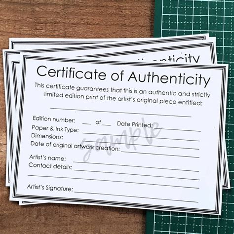 design templates paper instant  diy authenticity certificate