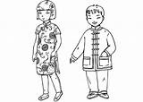 Coloring Children Chinese Pages Kids Colorkid Clothing Russian African Japanese Traditional sketch template