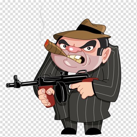 Man Smoking While Holding Rifle Illustration Gangster