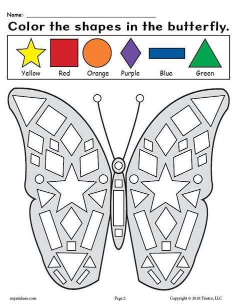 printable butterfly shapes coloring pages shapes worksheet