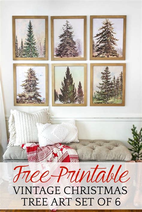 vintage christmas tree gallery wall printable set blesser house