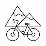 Uphill Bycicle Mountain Colline Sportivo Traccia Lineare Nevose Vettore Sfondo Modificabile Contorno Icona Nero sketch template