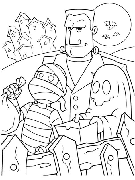 halloween trick  treaters coloring page crayolacom