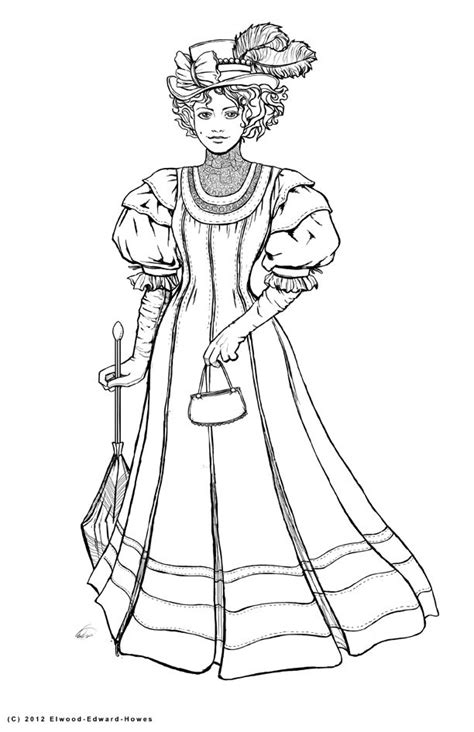 victorian clothes colouring pages dress coloring pages fashion