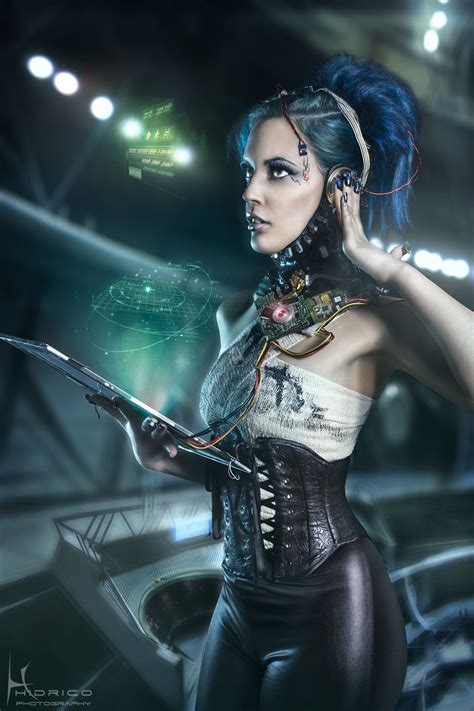 Cyberpunk Future Girl Futuristic Look Interactive Display
