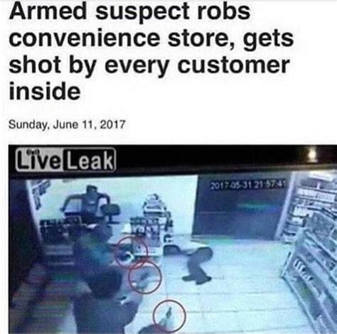 Does This Video Show An Armed Robber Shot By Every Customer In A Store