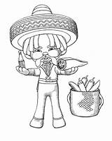 Coloring Pages Mayo Cinco Burrito Mexican Eat Print Utilising Button sketch template