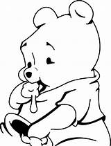 Pooh Bear Winnie Line Honey Drawing Coloring Eating Baby Pages Clipartmag Awesome Color Disney Choose Board sketch template