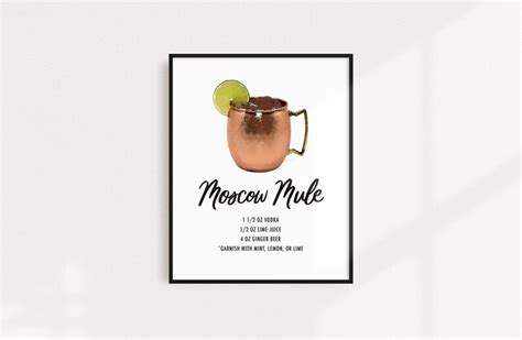 moscow mule drink recipe art print printable instant  etsy