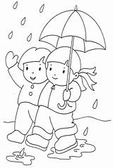 Coloring Pages Wet Outside Weather Rainy Season Kids Drawing Color Autumn Playing Drawings Printable Getdrawings Fall Getcolorings sketch template