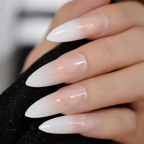 Ombre Extra Long French Nail Extreme Stiletto Sharp