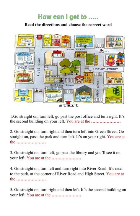 giving directions interactive worksheet english lessons english