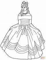 Coloring Princess Pages Gown Ball Dress Printable Drawing Off Shoulder Gowns Dresses Print Quince Wedding Template Getdrawings sketch template