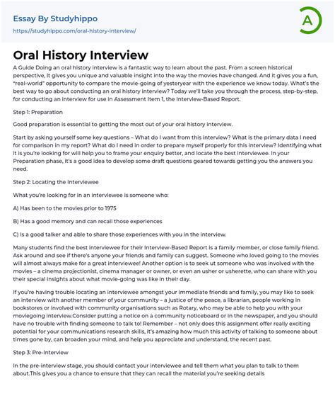 oral history interview essay  studyhippocom