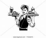 Waitress Retro Clip Vector Diner Stock 50s Lightbox Create Shutterstock sketch template