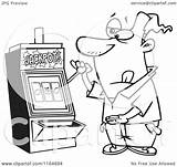 Machine Slot Casino Cartoon Outlined Man Clipart Coloring Royalty Vector Toonaday Ron Leishman Illustration Getdrawings Getcolorings sketch template