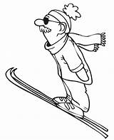 Jump Coloring Man Skiing Old sketch template