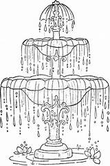 Coloring Pages Fountain Choose Board Embroidery sketch template