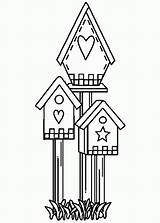 Coloring Birdhouse House Library Bird Drawings Color Pages Birds Cute Clipart Shaped sketch template