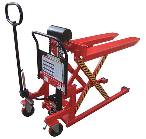 dayton manual high lift pallet jack  lb load capacity lifting height range