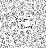 Pusheen Coloring Pages Cat Kawaii Donut Printable Donuts Unicorn Pattern Book Print Nyan Color Rocks Sheets Desert Info Colouring Online sketch template