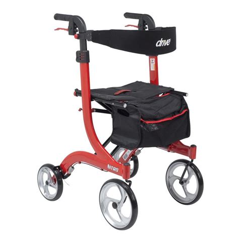 drive medical nitro euro style rollator rolling walker tall red  lowescom