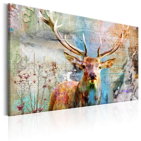 deer vintage canvas print framed wall art picture photo image