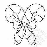Candy Canes Bow Template Coloring Two sketch template