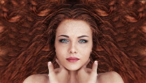 Women Redhead Face Long Hair Curly Hair Look Wallpaper Girls