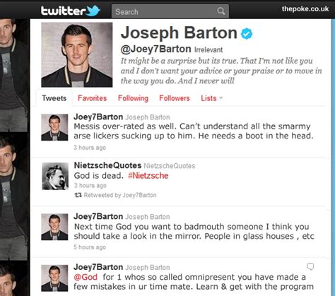 joey barton in new twitter spat with god the poke