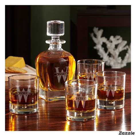 whiskey glass set with elegant oakmont decanter zazzle
