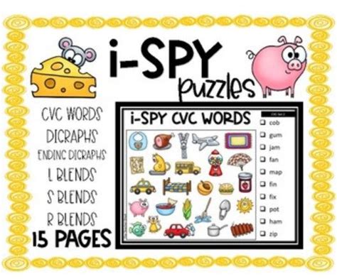 spy puzzles cvc words letter sounds halloween activities  kids
