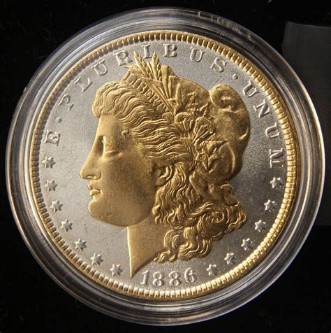 morgan silver dollar bu gold plated feb st rare coin auction  bid