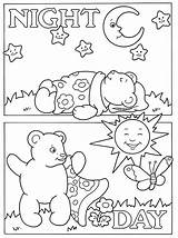 Coloring Opposites Pages Night Preschool Kids Worksheets Colouring Welcome Fun Activities Theme Opposite Sheet Color Printable Kindergarten English Worksheet Doverpublications sketch template
