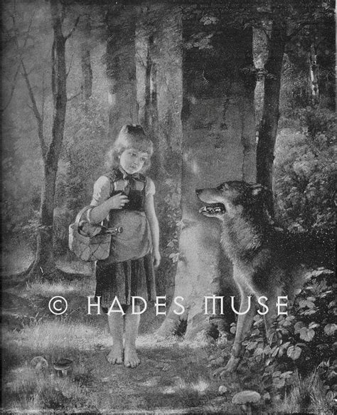 big bad wolf here comes little red riding etsy vintage art prints
