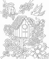 Adults Birdhouse Dewasa Mewarna Coloriage Everfreecoloring Imprimer Erwachsene Ausmalbilder Rama sketch template