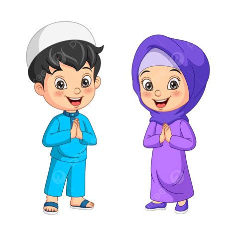 kartun anak muslim salam salaam anak anak ramadhan anak png  vektor  background