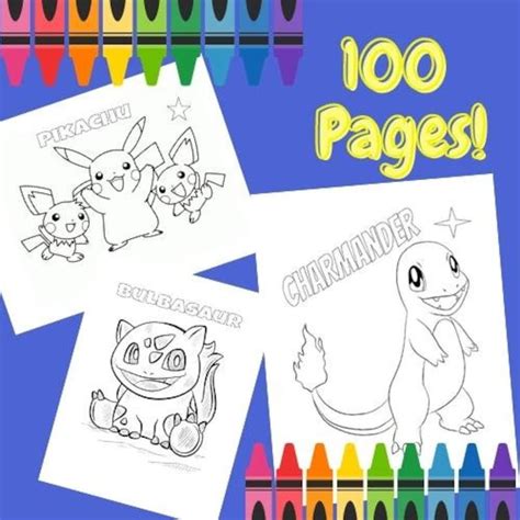 pokemon coloring pages  children etsy