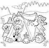 Colorare Campeggio Bambini Montagna Vacanze Tenda sketch template
