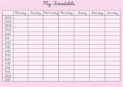 revision timetable template blank  blank revision timetable