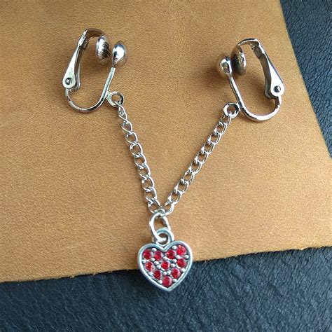 Heart Clitoral Jewellery Faux Piercing With Chain And Heart Etsy
