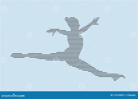 female gymnast split  jump silhouette stock vector illustration
