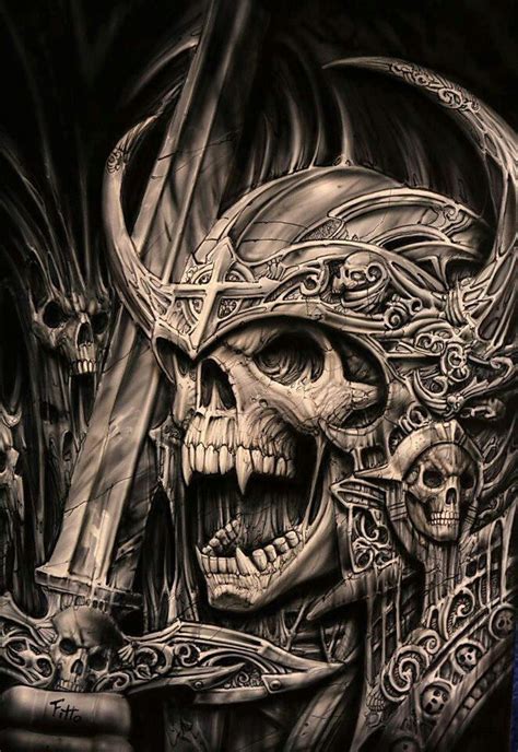 angry skull warrior art work i like pinterest warriors and skulls