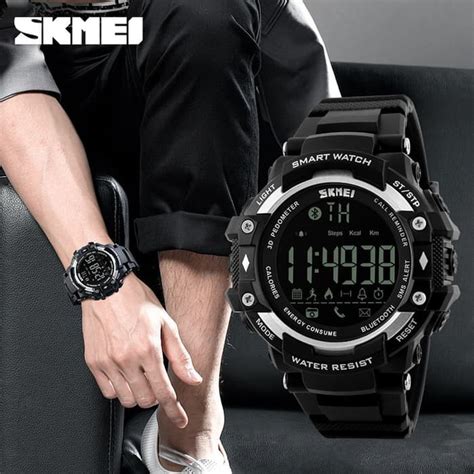 jual jam tangan pria original water resist smart watch skmei bluetooth